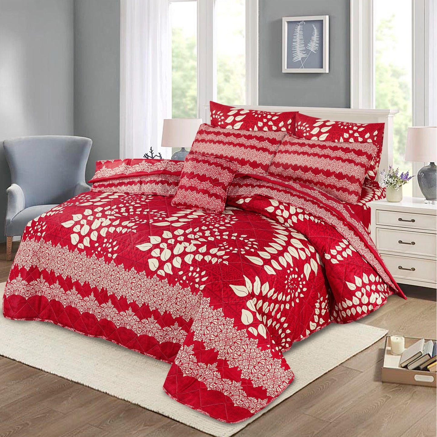 7 Pcs Quilted Comforter Set - D-634