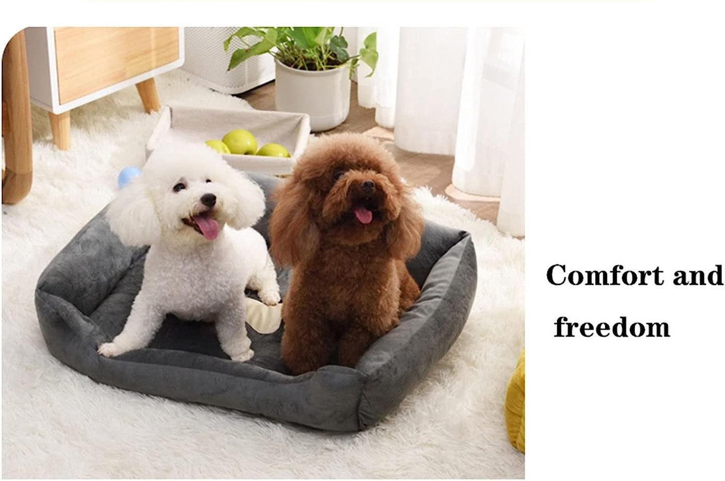 Super Soft Dog Beds Waterproof Bottom - Warm Bed For Dog & Cat - Black & Grey