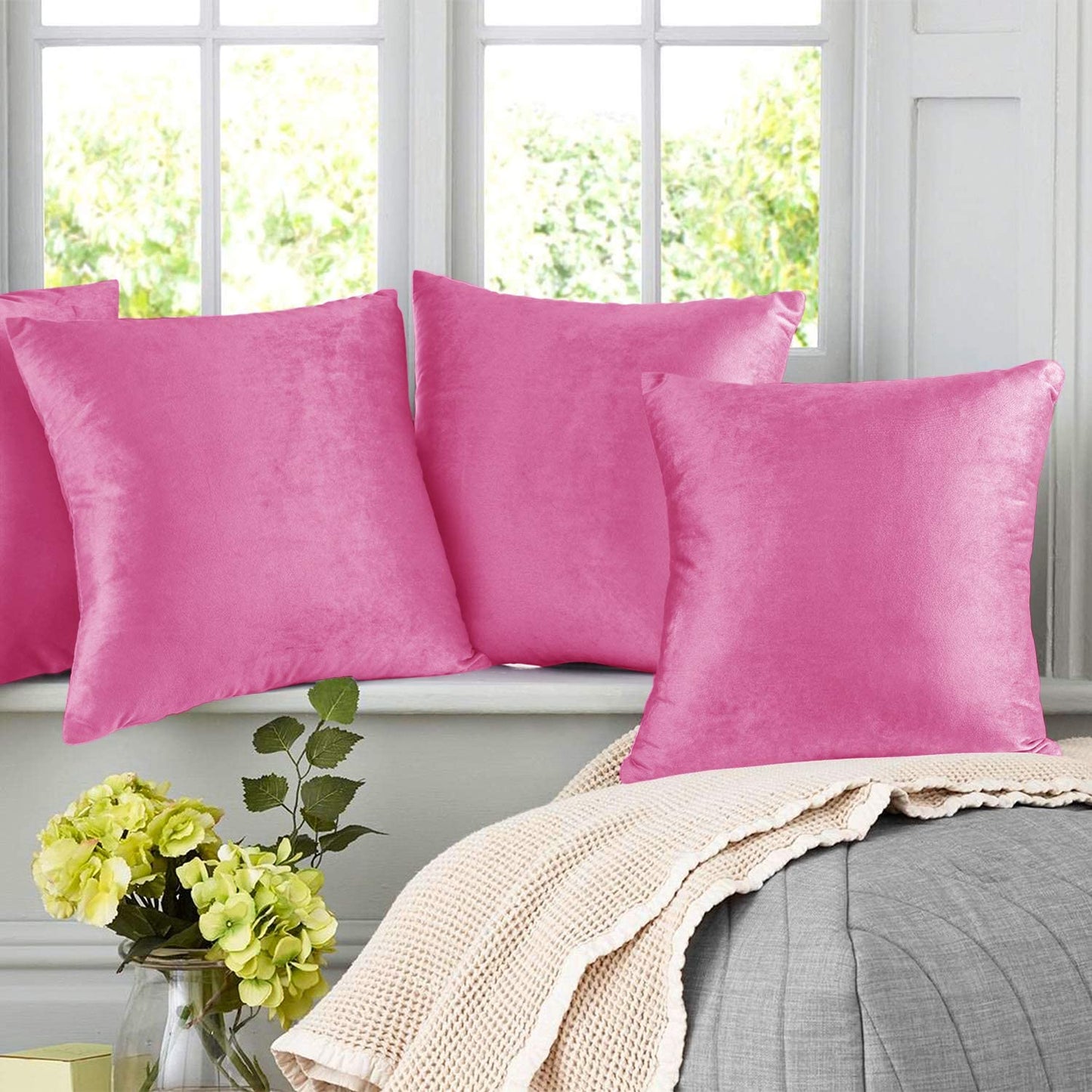 Plain Velvet Cushion 16 x 16 inches - Pink