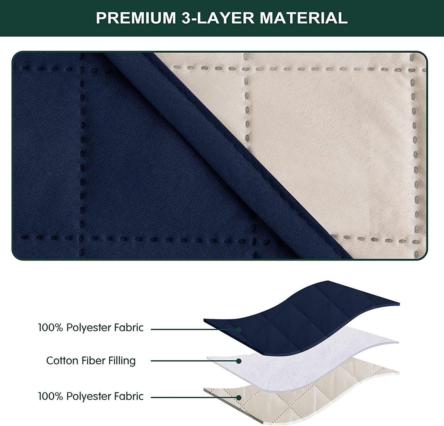 QUILTED CUSHION COVER SQUARE PATTERN 16 X 16 INCHES - NAVY BLUE