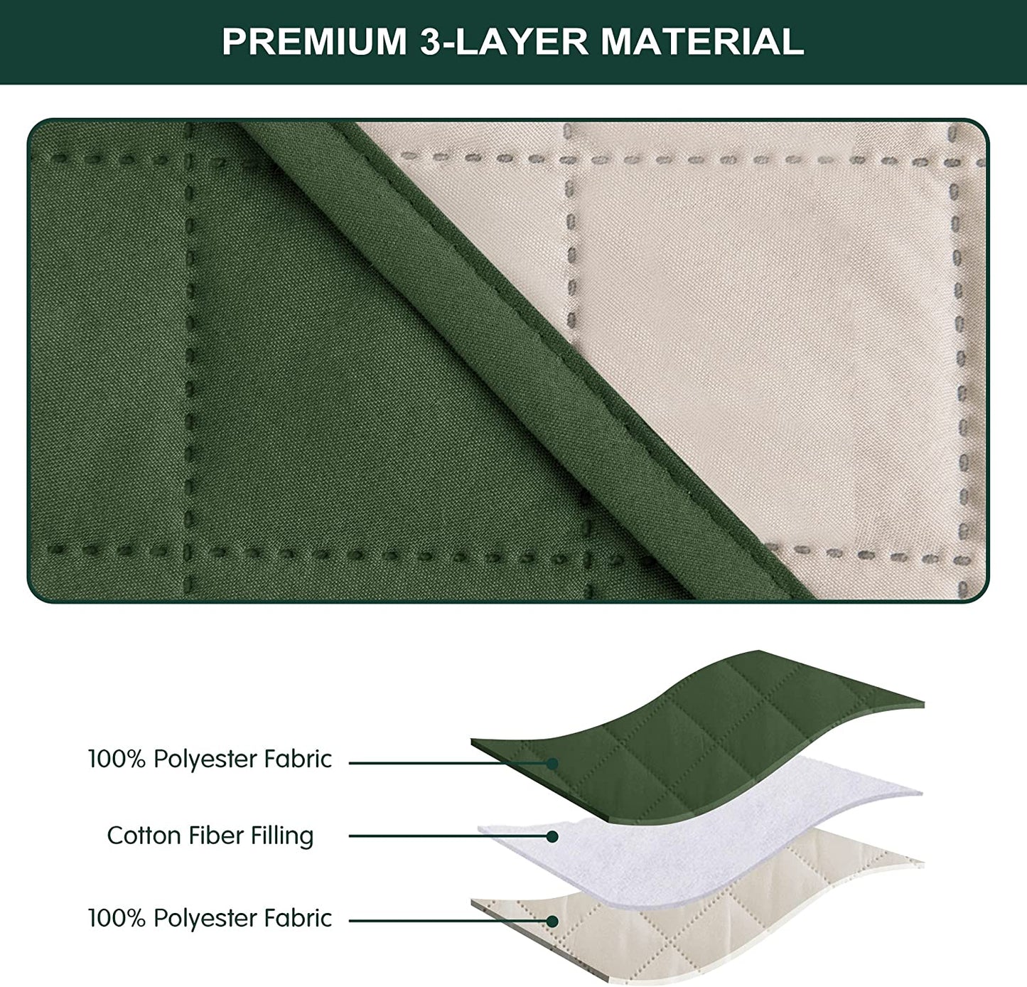 QUILTED CUSHION COVER SQUARE PATTERN 16 X 16 INCHES - GREEN