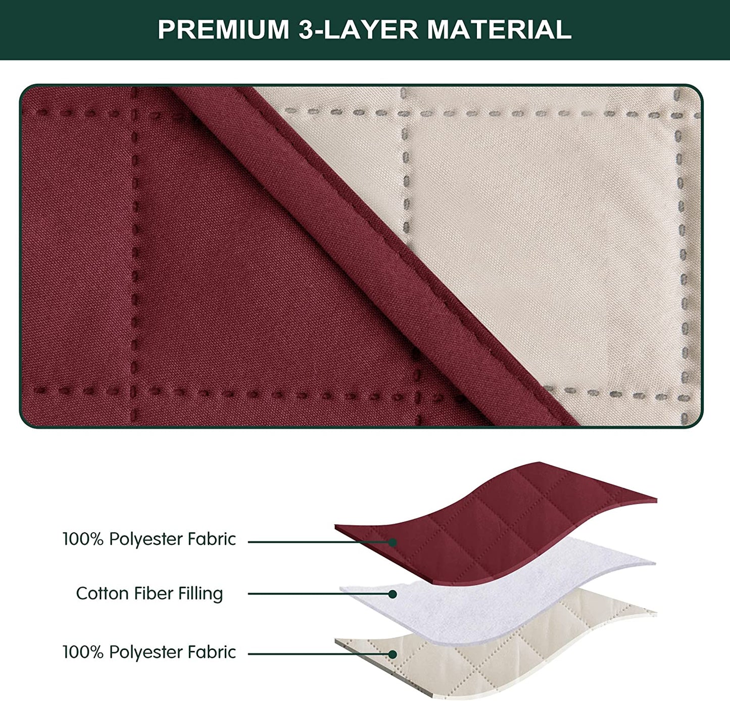 QUILTED CUSHION COVER SQUARE PATTERN 16 X 16 INCHES - MAROON