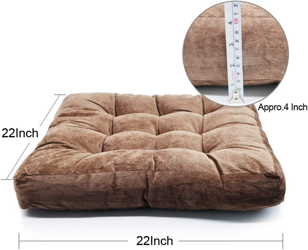 VELVET SQUARE FLOOR CUSHIONS WITH BALL FIBER FILLING (1 PAIR = 2 PIECES) BROWN