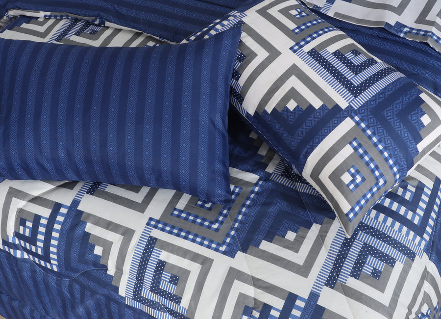 7 PCS QUILTED COMFORTER SET - BLUE LAGOON