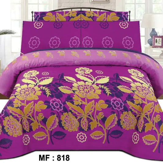 3 Pcs Bedsheet - Puprle Emerald