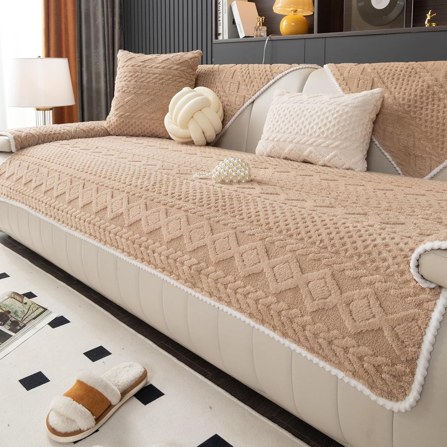 Couch Covers, Anti Slip Sofa Slipcover (Copper Brown)