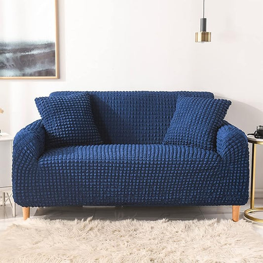 Fitted Style Bubble Sofa Covers - Blue