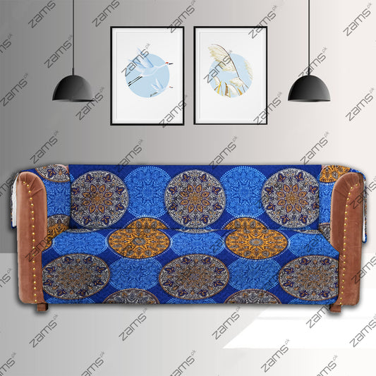 Ethnic Ornamental Circular Quilted Sofa Cover Set