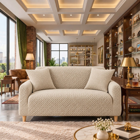 New Royal Wave Sofa Cover - Beige