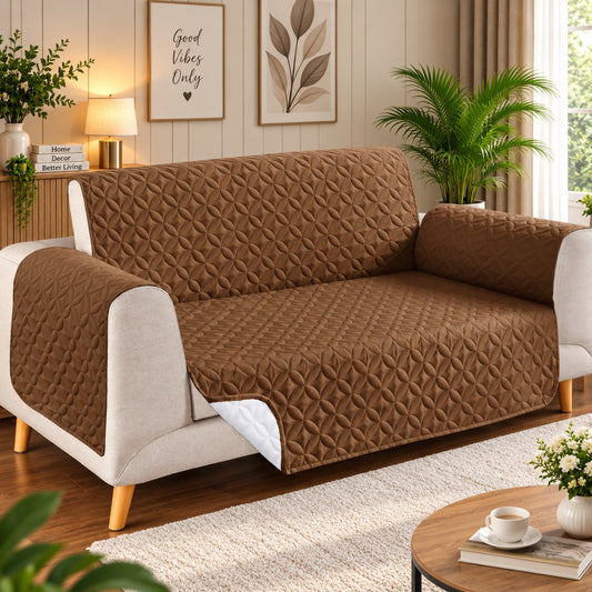 Ultrasonic Quilted Sofa Cover-Sofa Runner (Dark Brown)