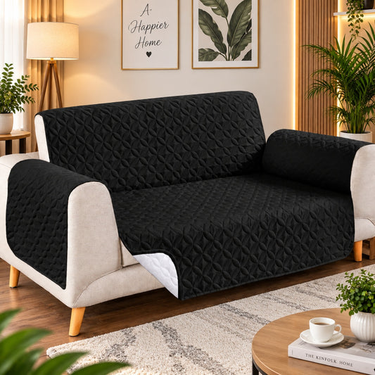 Ultrasonic Quilted Sofa Cover-Sofa Runner (Black)