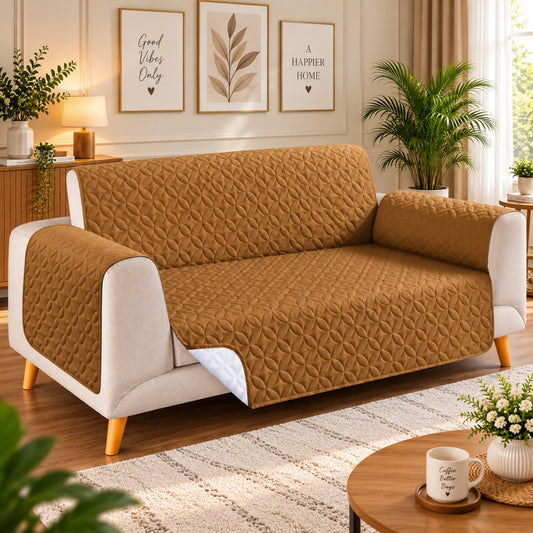 Ultrasonic Quilted Sofa Cover-Sofa Runner (Copper Brown)