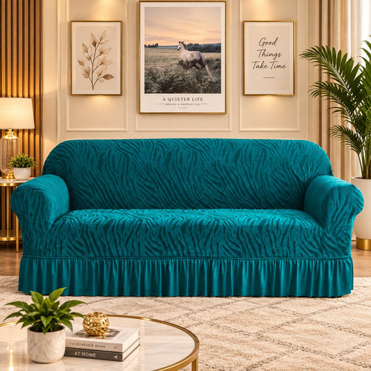 Zebra Velvet Sofa Cover (Zink)