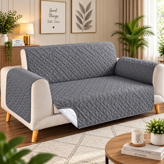 Ultrasonic Quilted Sofa Cover-Sofa Runner (Grey)